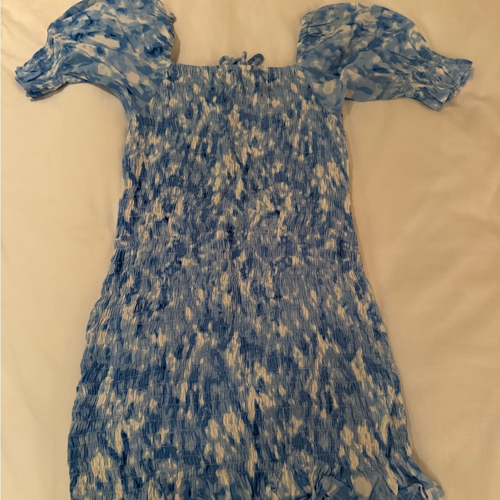 Blue and White Faithfull the Brand Smocked Dress